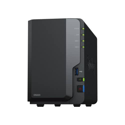 Synology DS223 2-Bay Diskstation NAS (Realtek RTD1619B Quad-Core 2GB Ram 1xRJ-45 1GbE LAN-Port) 16TB Bundle mit 2 x 8TB Seagate IronWolf NAS HDDs von Synology