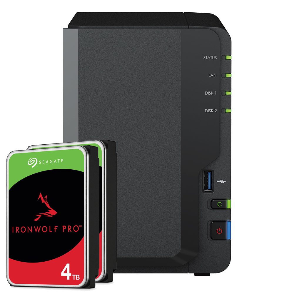 Synology DS223 8TB Seagate IronWolf Pro NAS-Bundle NAS inkl. 2x 4TB Seagate IronWolf Pro 3.5 Zoll SATA Festplatte von Synology