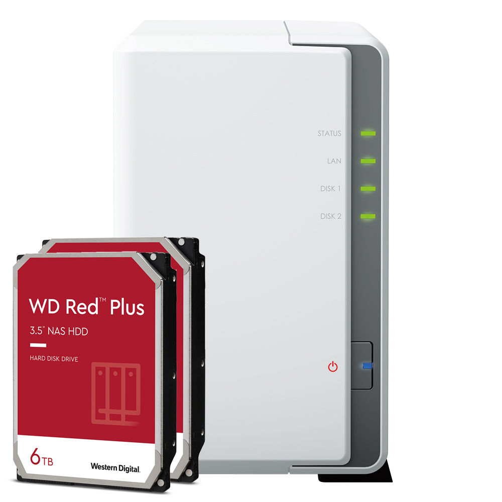 Synology DS223j 12TB WD Red Plus NAS-Bundle NAS inkl. 2x 6TB WD Red Plus 3.5 Zoll SATA Festplatte von Synology