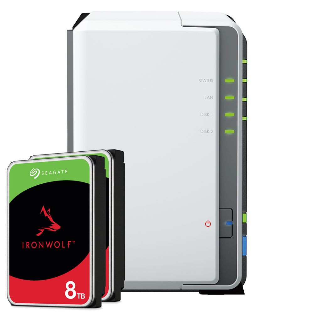 Synology DS223j 16TB IronWolf NAS-Bundle NAS inkl. 2x 8TB IronWolf 3.5 Zoll SATA Festplatte von Synology