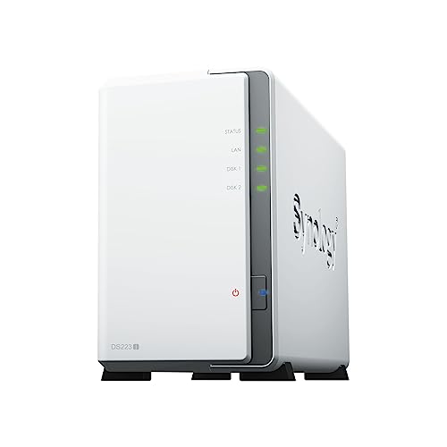 Synology DS223j 2-Bay Diskstation NAS (Realtek RTD1619B 4-Core 1.7 GHz 1GB DDR4 Ram 1xRJ-45 1GbE LAN-Port) Bundle mit 2 x 14TB WD RED Plus HDD (WD140EFGX - 68B0GN0) von Synology