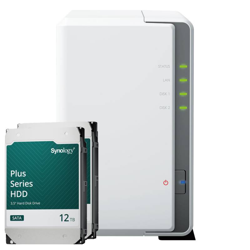 Synology DS223j 24TB Synology Plus HDD NAS-Bundle NAS inkl. 2x 12TB Synology Plus HDD 3.5 Zoll SATA von Synology