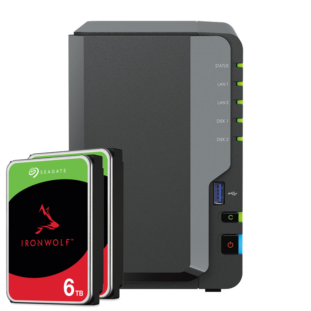 Synology DS224+ 12TB Seagate IronWolf NAS-Bundle NAS inkl. 2x 6TB Seagate IronWolf 3.5 Zoll SATA Festplatte von Synology