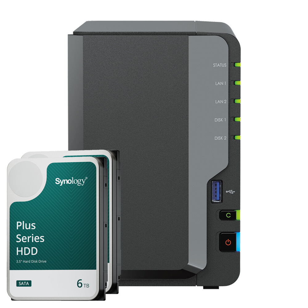 Synology DS224+ 12TB Synology Plus HDD NAS-Bundle NAS inkl. 2x 6TB Synology Plus HDD 3.5 Zoll SATA von Synology