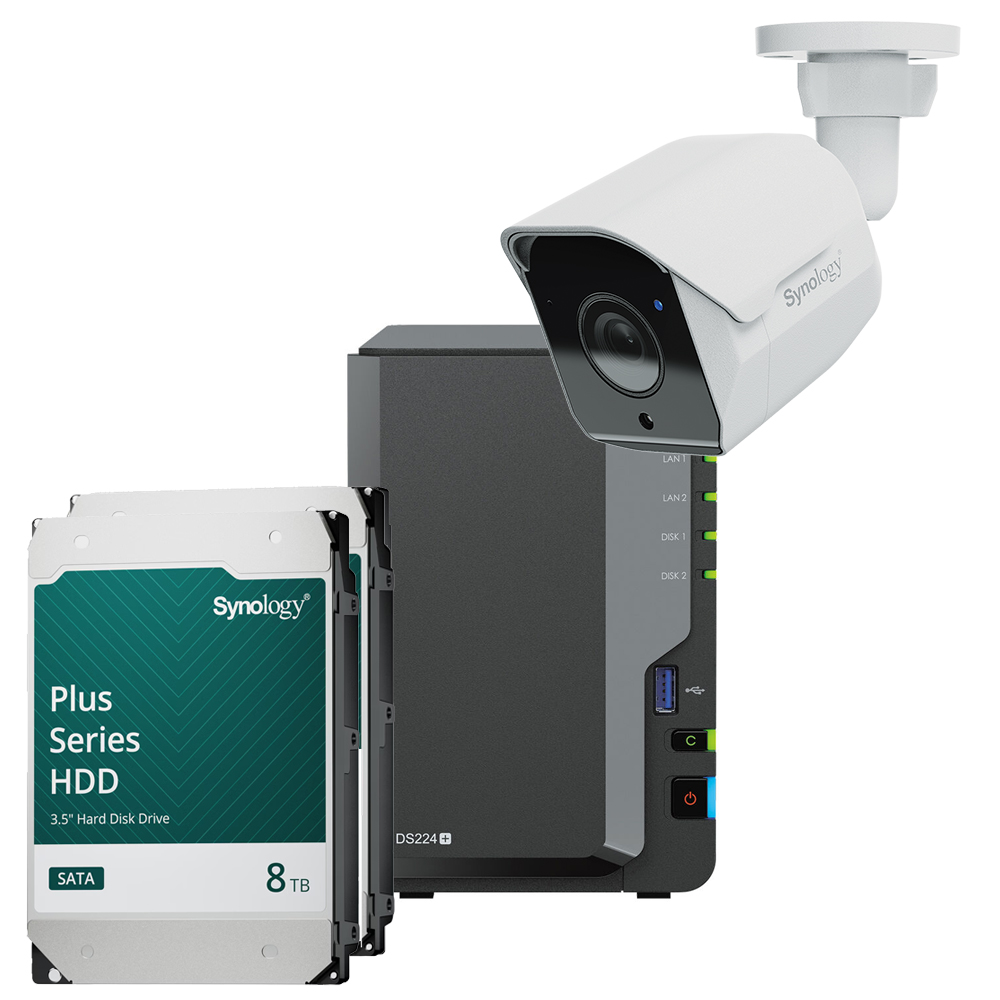 Synology DS224+ 16TB Surveillance Bundle NAS inkl. 2x 8TB Synology Plus HDD und 1x BC500 Überwachungskamera Synology DS224+ 16TB Surveillance Bundle NAS inkl. 2x 8TB Synology Plus HDD und 1x BC500 Überwachungskamera von Synology