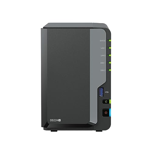 Synology DS224+ 2-Bay Diskstation NAS (Intel Celeron J4125 4-Core 2.0 GHz 2GB DDR4 RAM 2xRJ-45 1GbE LAN-Port) 24 TB Bundle mit 2 x 12 TB WD Red Plus HDDs (WD120EFBX - 68B0EN0) von Synology