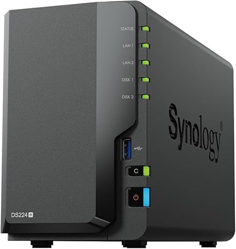 Synology DS224+ 2-Bay Diskstation NAS (Intel Celeron J4125 4-Core 2.0 GHz 2GB DDR4 RAM 2xRJ-45 1GbE LAN-Port) 8 TB Bundle mit 2 x 4 TB Synology Plus-Serie HDDs (HAT3300-4T) von Synology