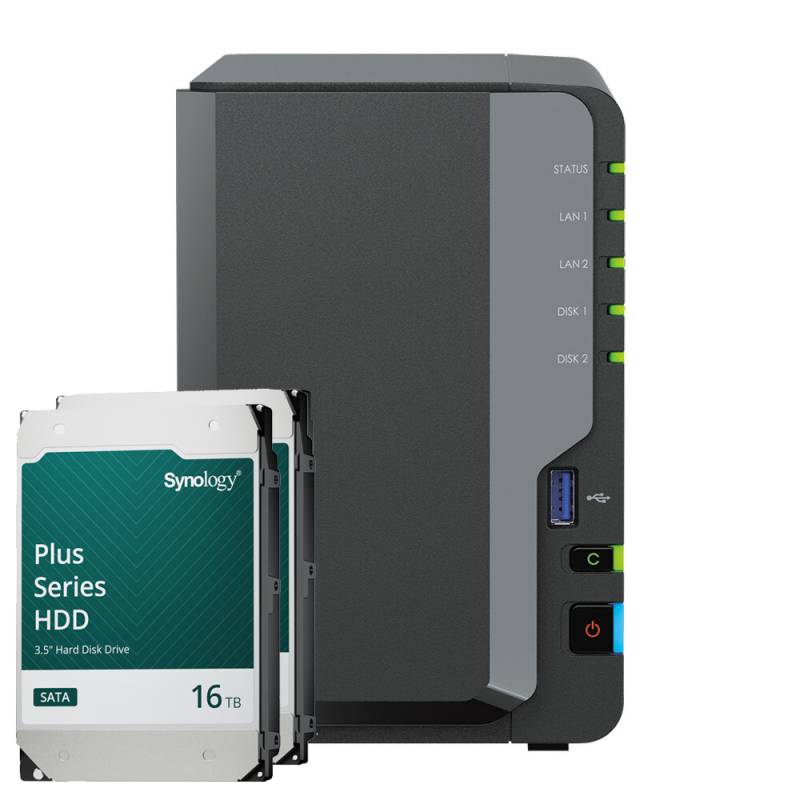 Synology DS224+ 32TB Plus HDD NAS-Bundle NAS inkl. 2x 16TB Plus HDD 3.5 Zoll SATA Festplatte von Synology