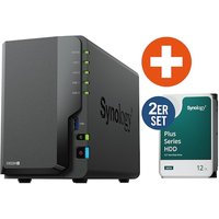 Synology DS224+ NAS System 2-Bay 24 TB inkl. 2x 12 TB Synology HDD HAT3310-12T von Synology