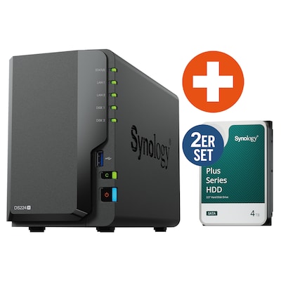 Synology DS224+ NAS System 2-Bay 8 TB inkl. 2x 4 TB Synology HDD HAT3300-4T von Synology