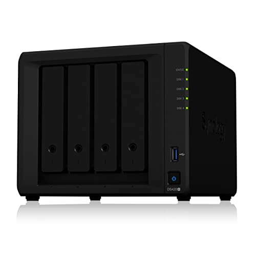 Synology DS420+ 12TB 4 Bay Desktop NAS System, installiert mit 4 x 3TB Western Digital Red Festplatten von Synology