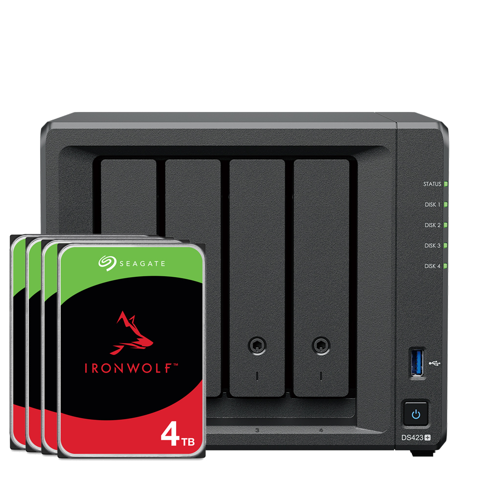 Synology DS423+ 16TB Seagate IronWolf NAS-Bundle NAS inkl. 4x 4TB Seagate IronWolf 3.5 Zoll SATA Festplatte von Synology