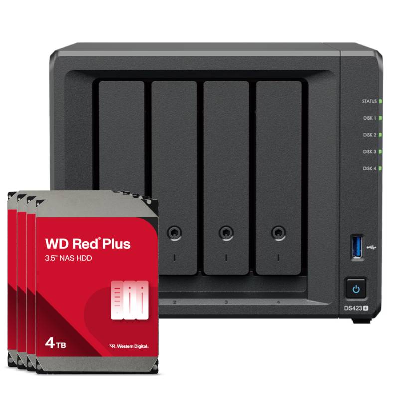 Synology DS423+ 16TB WD Red Plus NAS-Bundle NAS inkl. 4x 4TB WD Red Plus 3.5 Zoll SATA Festplatte von Synology