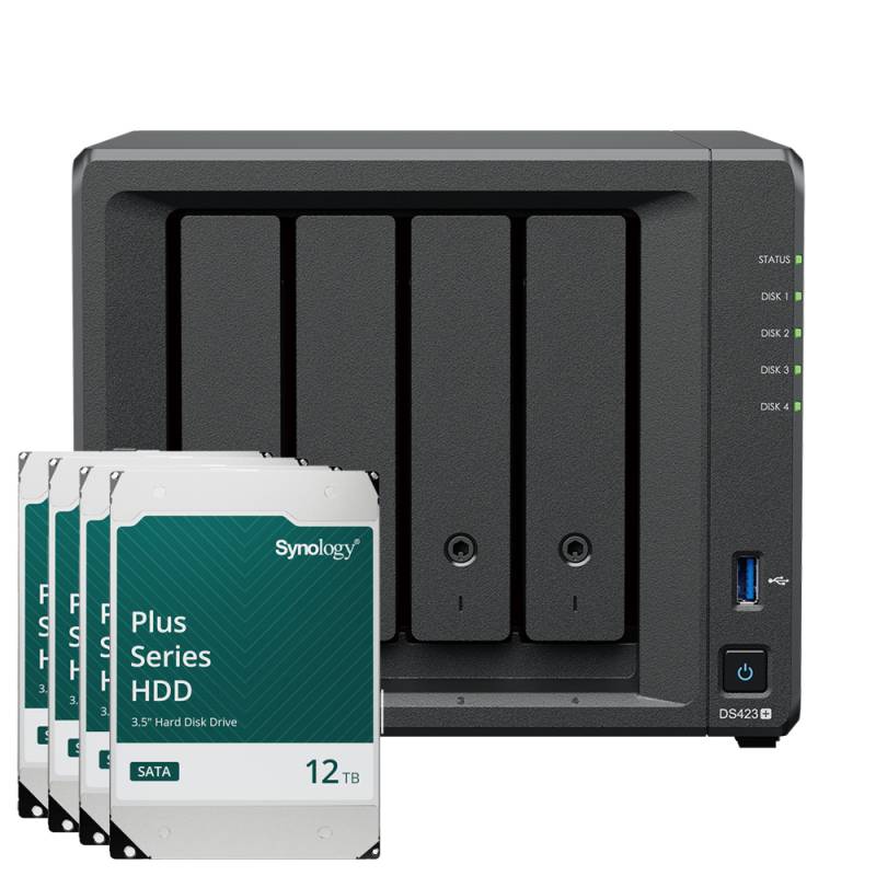 Synology DS423+ 48TB Synology Plus HDD NAS-Bundle NAS inkl. 4x 12TB Synology Plus HDD 3.5 Zoll SATA von Synology