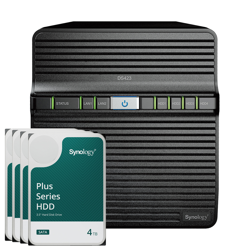 Synology DS423 16TB Plus HDD NAS-Bundle NAS inkl. 4x 4TB Plus HDD 3.5 Zoll SATA Festplatte von Synology