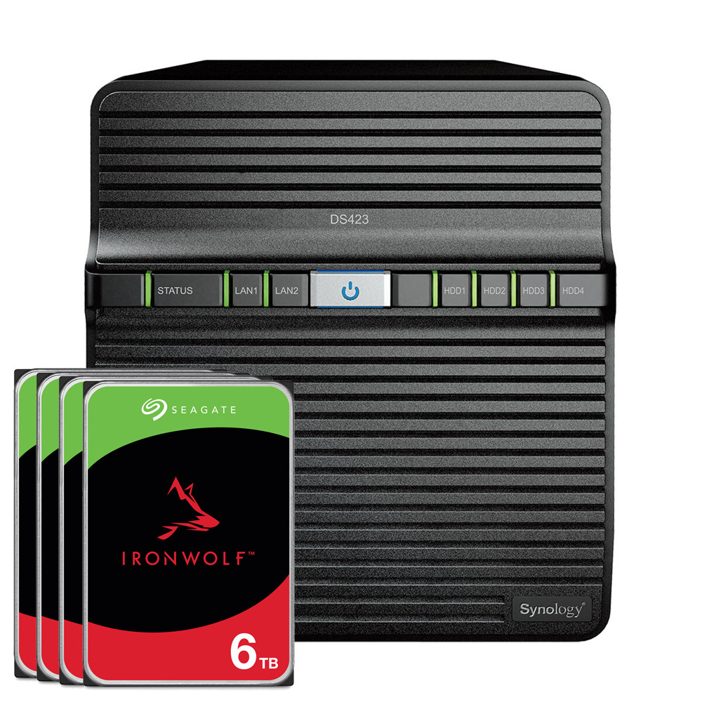 Synology DS423 24TB IronWolf NAS-Bundle NAS inkl. 4x 6TB IronWolf 3.5 Zoll SATA Festplatte von Synology