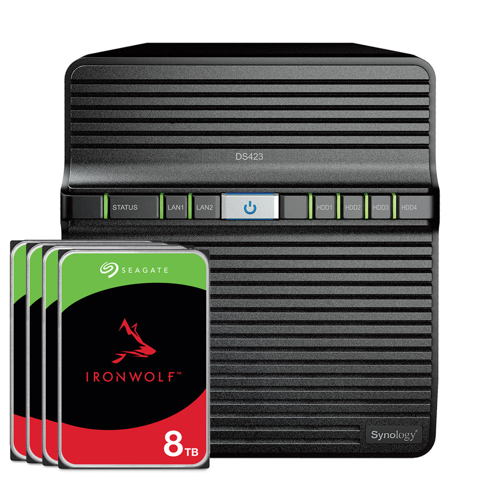 Synology DS423 32TB IronWolf NAS-Bundle NAS inkl. 4x 8TB IronWolf 3.5 Zoll SATA Festplatte Synology DS423 32TB IronWolf NAS-Bundle NAS inkl. 4x 8TB IronWolf 3.5 Zoll SATA Festplatte von Synology