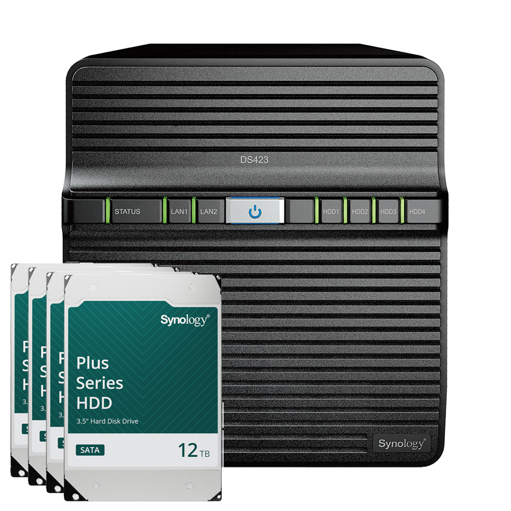 Synology DS423 48TB Synology Plus HDD NAS-Bundle NAS inkl. 4x 12TB Plus HDD 3.5 Zoll SATA Festplatte Synology DS423 48TB Synology Plus HDD NAS-Bundle NAS inkl. 4x 12TB Plus HDD 3.5 Zoll SATA Festplatte von Synology