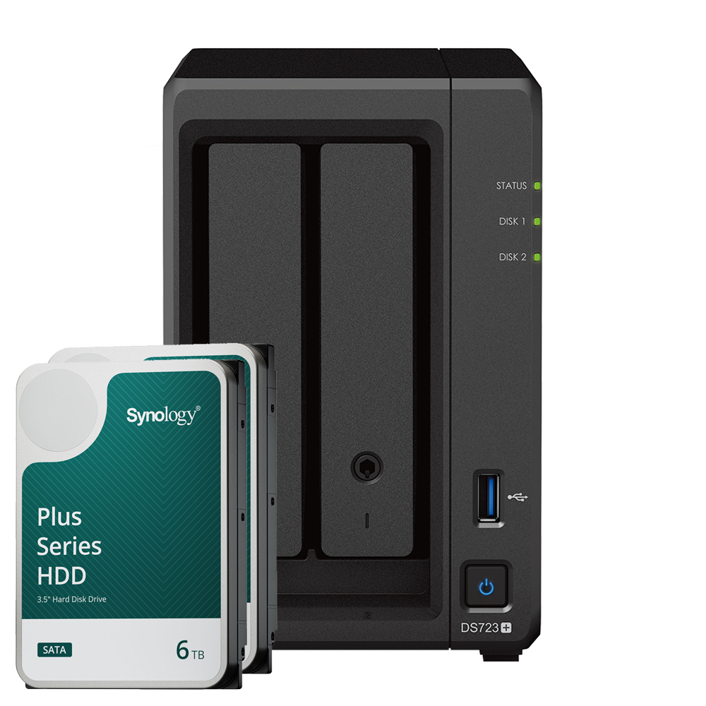 Synology DS723+ 12TB Plus HDD NAS-Bundle NAS inkl. 2x 6TB Synology Plus HDD 3.5 Zoll SATA von Synology
