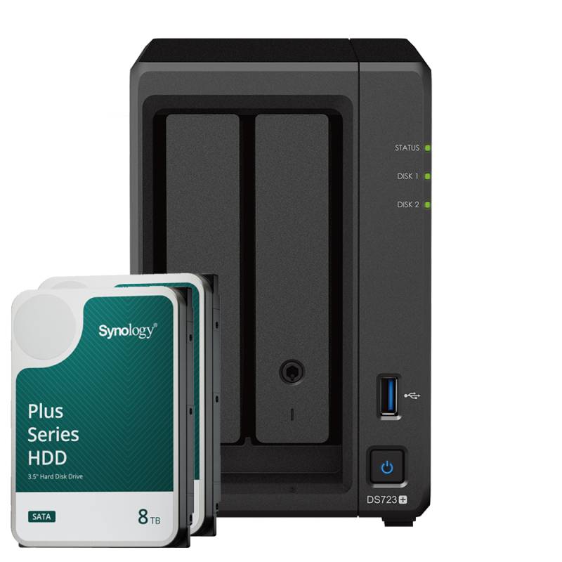 Synology DS723+ 16TB Plus HDD NAS-Bundle NAS inkl. 2x 8TB Synology Plus HDD 3.5 Zoll SATA Festplatte von Synology