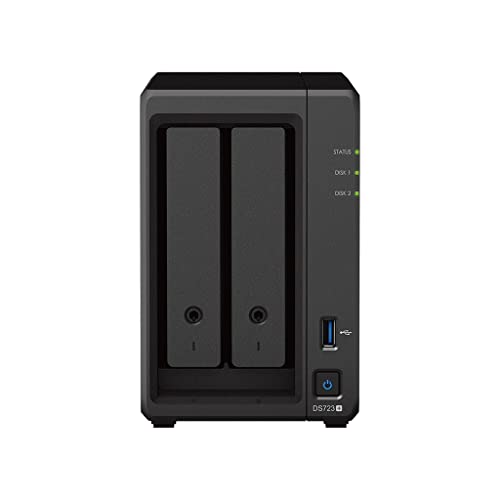 Synology DS723+ 2-Bay Diskstation NAS (AMD Ryzen™ 4 Threads R1600 Dual-Core 2GB Ram 2xRJ-45 1GbE LAN-Port), 16TB Bundle mit 2 x 8TB WD Red Plus NAS HDDs von Synology