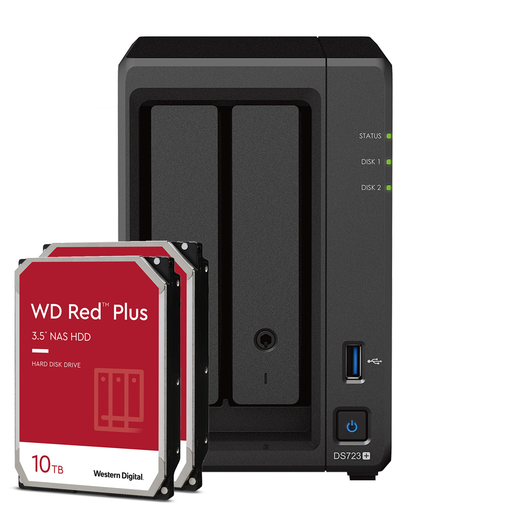Synology DS723+ 20TB WD Red Plus NAS-Bundle NAS inkl. 2x 10TB WD Red Plus 3,5 Zoll SATA Festplatte von Synology