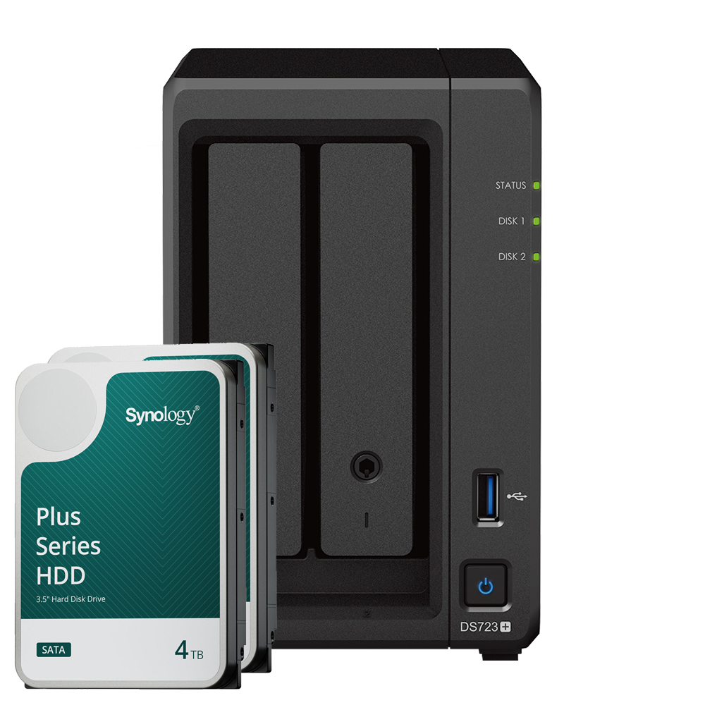 Synology DS723+ 8TB Plus HDD NAS-Bundle NAS inkl. 2x 4TB Synology Plus HDD 3.5 Zoll SATA von Synology