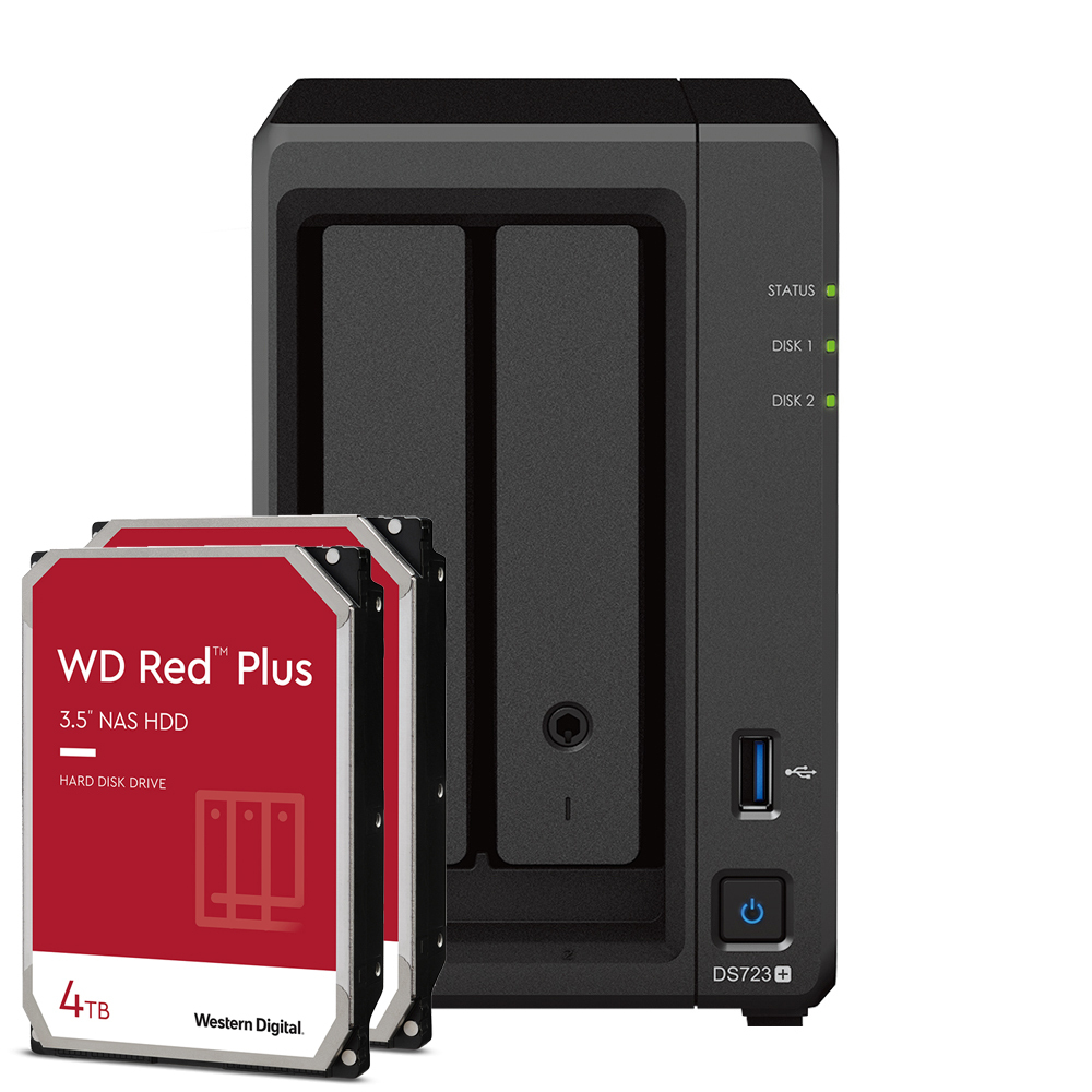 Synology DS723+ 8TB WD Red Plus NAS-Bundle NAS inkl. 2x 4TB WD Red Plus 3,5 Zoll SATA Festplatte von Synology