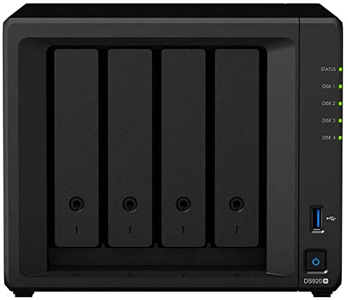 Synology DS920+ 4 Bay Desktop NAS-Lösung, installiert mit 4 x 16 TB HAT5300 Laufwerken von Synology