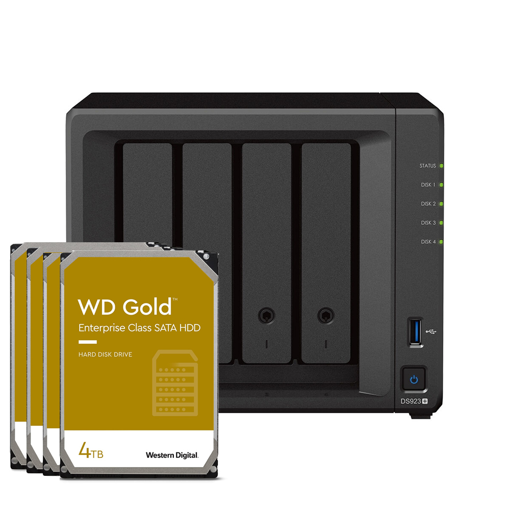 Synology DS923+ 16TB WD Gold NAS-Bundle NAS inkl. 4x 4TB WD Gold 3,5 Zoll SATA Festplatte von Synology