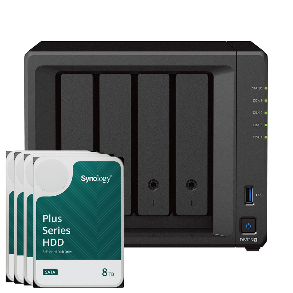 Synology DS923+ 32TB Plus HDD NAS-Bundle NAS inkl. 4x 8TB Plus HDD 3.5 Zoll SATA Festplatte von Synology