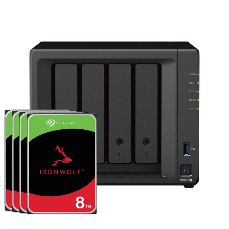 Synology DS923+ 32TB Seagate IronWolf NAS-Bundle NAS inkl. 4x 8TB Seagate IronWolf 3,5 Zoll SATA Festplatte von Synology