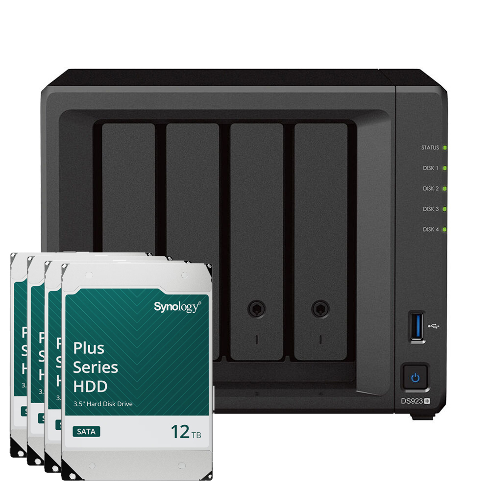 Synology DS923+ 48TB Plus HDD NAS-Bundle NAS inkl. 4x 12TB Plus HDD 3.5 Zoll SATA Festplatte von Synology