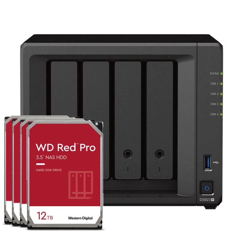 Synology DS923+ 48TB WD Red Pro NAS-Bundle NAS inkl. 4x 12TB WD Red Pro 3.5 Zoll SATA Festplatte von Synology