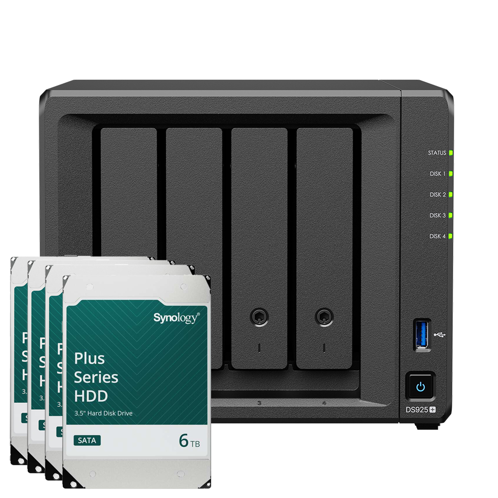 Synology DS925+ 24TB Plus HDD NAS-Bundle NAS inkl. 4x 6TB Synology Plus 3.5 Zoll SATA Festplatte Synology DS925+ 24TB Plus HDD NAS-Bundle NAS inkl. 4x 6TB Synology Plus 3.5 Zoll SATA Festplatte von Synology