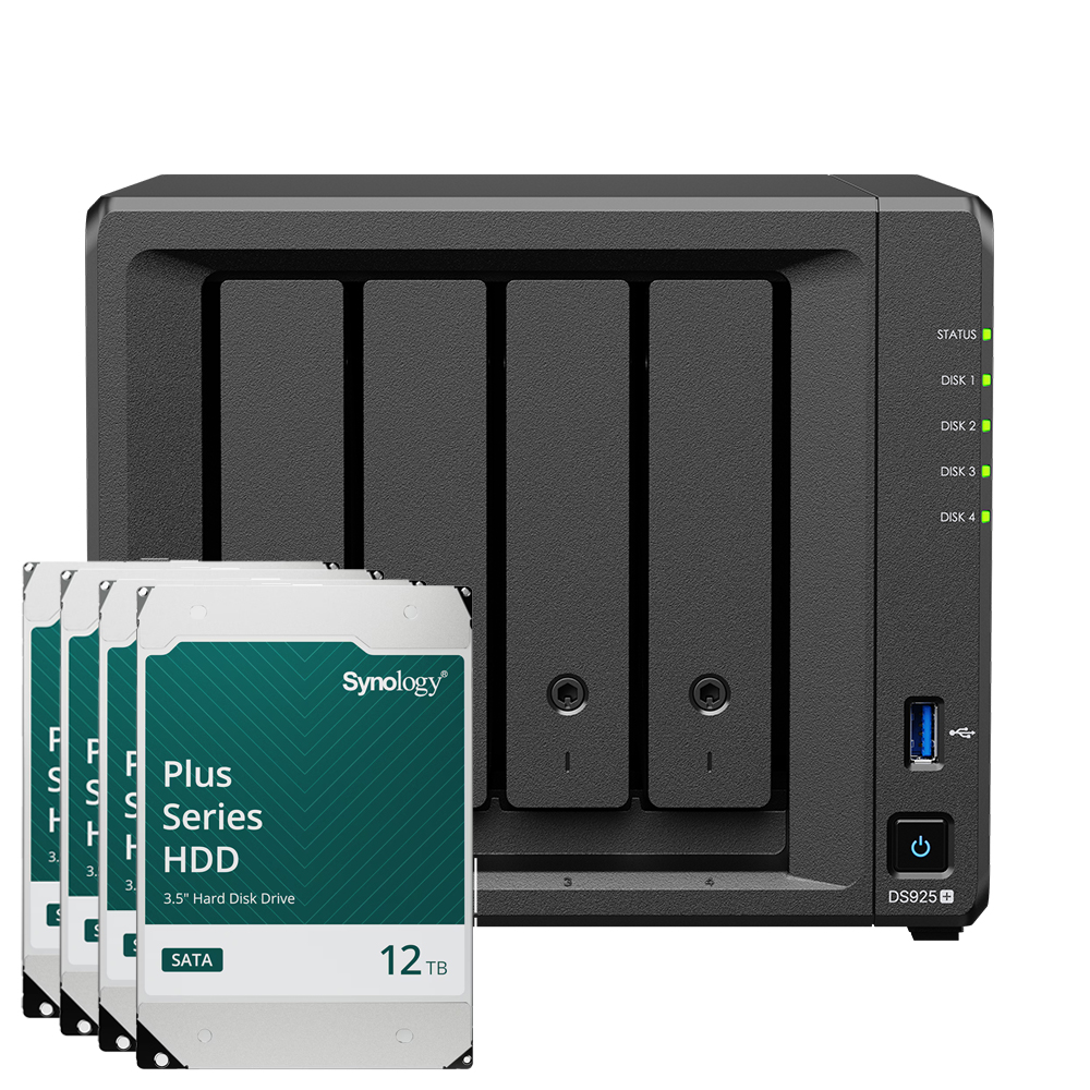 Synology DS925+ 48TB Plus HDD NAS-Bundle NAS inkl. 4x 12TB Synology Plus 3.5 Zoll SATA Festplatte Synology DS925+ 48TB Plus HDD NAS-Bundle NAS inkl. 4x 12TB Synology Plus 3.5 Zoll SATA Festplatte von Synology