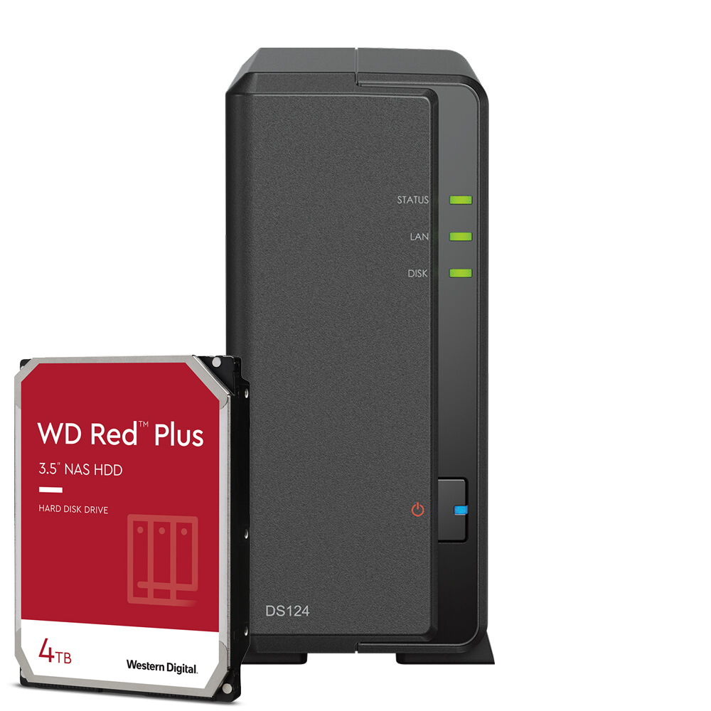 Synology DiskStation DS124 4TB WD Red Plus NAS-Bundle NAS inkl. 1x 4TB WD Red Plus 3.5 Zoll SATA Festplatte von Synology