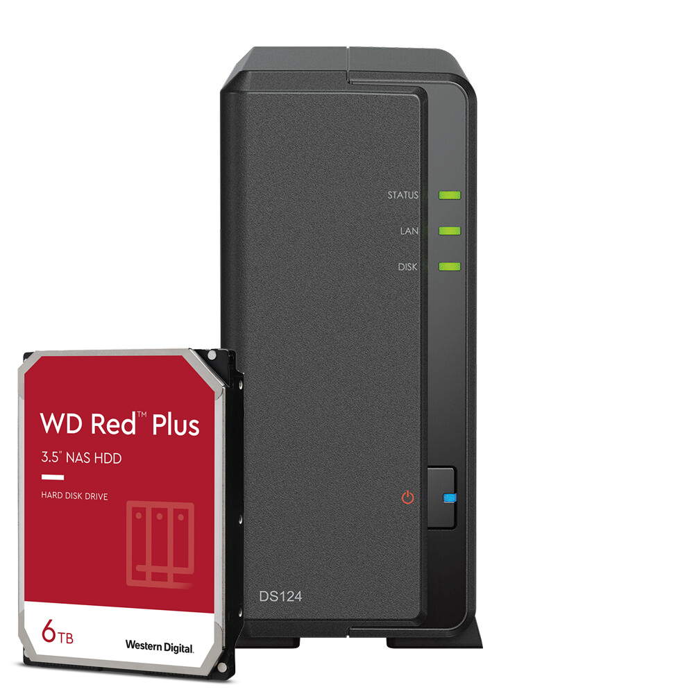 Synology DiskStation DS124 6TB WD Red Plus NAS-Bundle NAS inkl. 1x 6TB WD Red Plus 3.5 Zoll SATA Festplatte von Synology