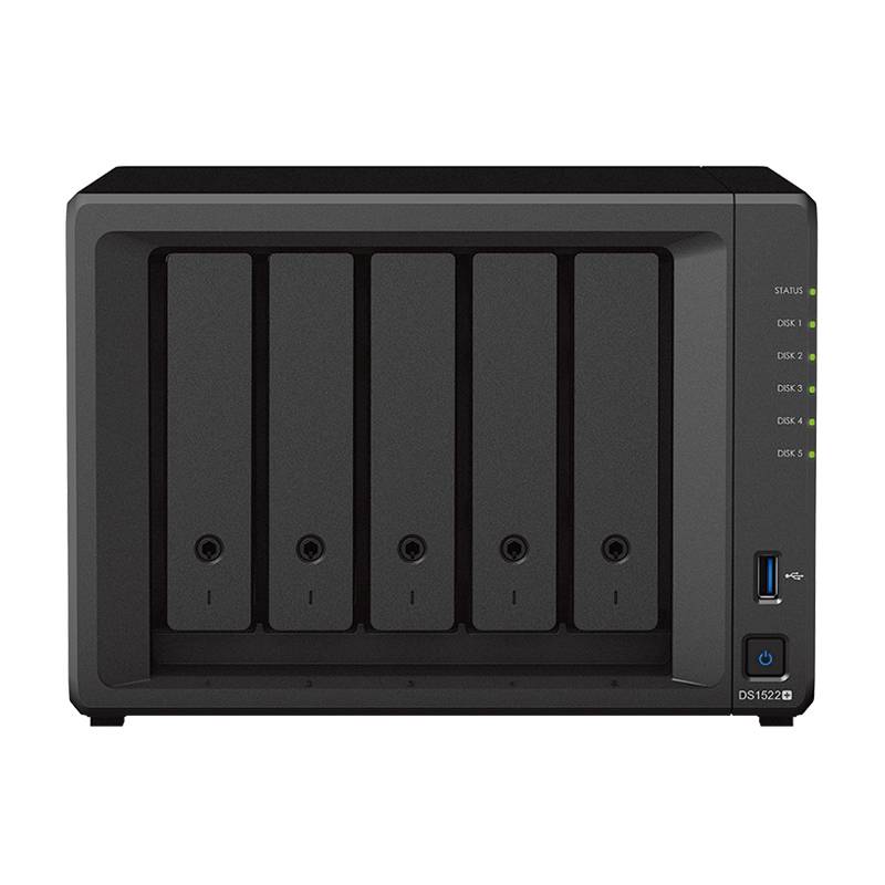 Synology DiskStation DS1522+ 5-Bay NAS [5x 3,5/2,5" SATA HDD/SSD, 2x M.2 2280 NVMe SSD, 4x GbE LAN, 8GB RAM] von Synology