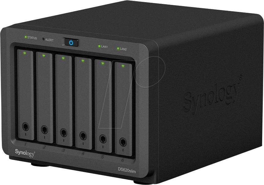 Synology DiskStation DS620SLIM NAS & Speicherserver Eingebauter Ethernet-Anschluss Desktop Schwarz (DS620SLIM) von Synology