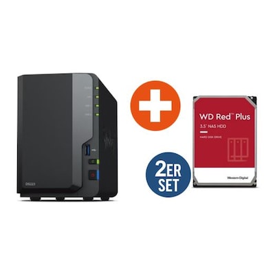 Synology Diskstation DS223 NAS System 2-Bay inkl. 2x 4TB WD Red Plus WD40EFPX von Synology