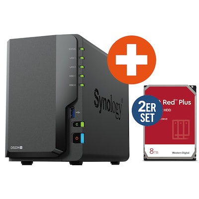 Synology Diskstation DS224+ NAS System 2-Bay inkl. 2x 8 TB WD Red Plus WD80EFPX von Synology