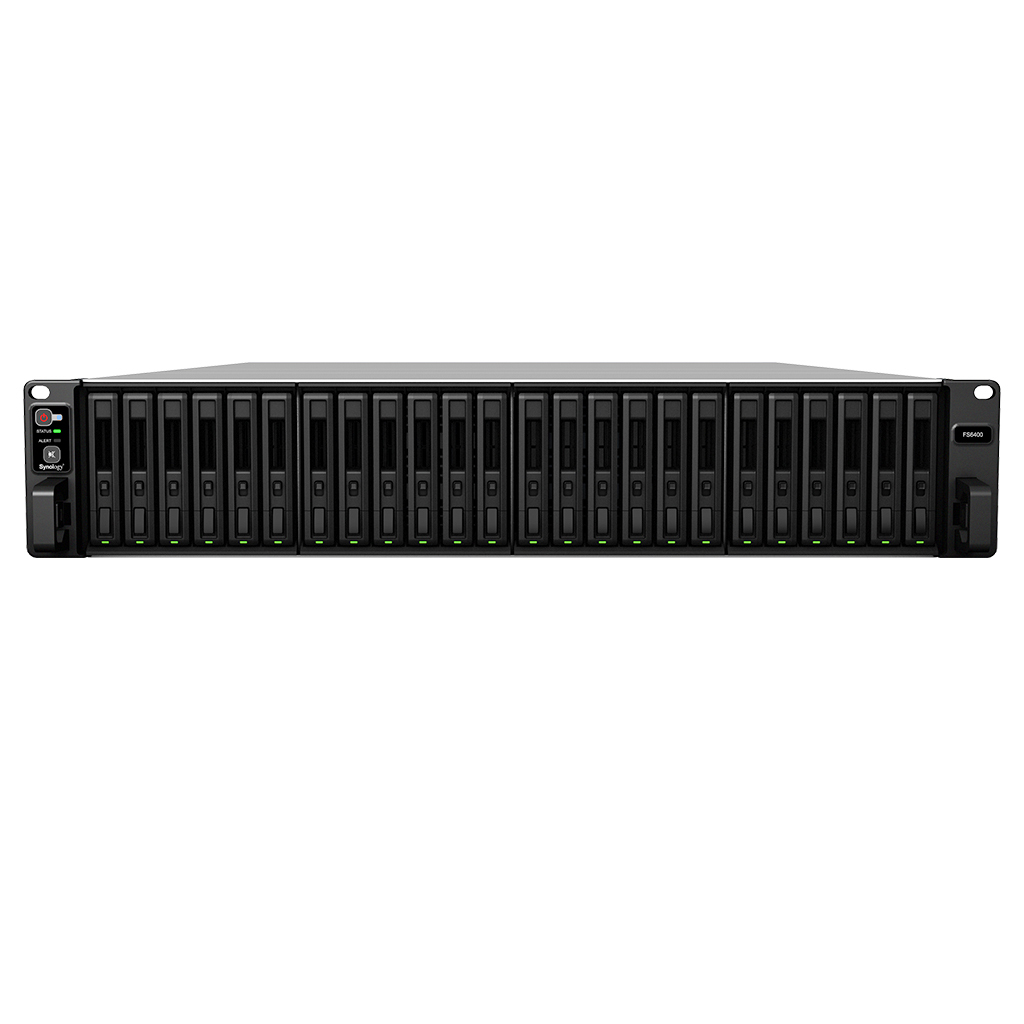 Synology FlashStation FS6400 24-Bay NAS [2,5" SATA SSD/HDD, 2x 10GbE, 2x USB 3.0, 2x PCIe (x8), 32GB RAM] von Synology