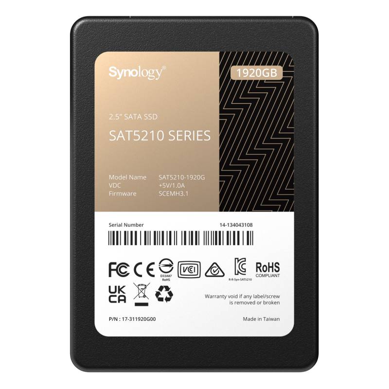 Synology SAT5210 SSD 1.92TB 2.5 Zoll SATA 6Gb/s - interne Solid-State-Drive (SAT5210-1920G) von Synology