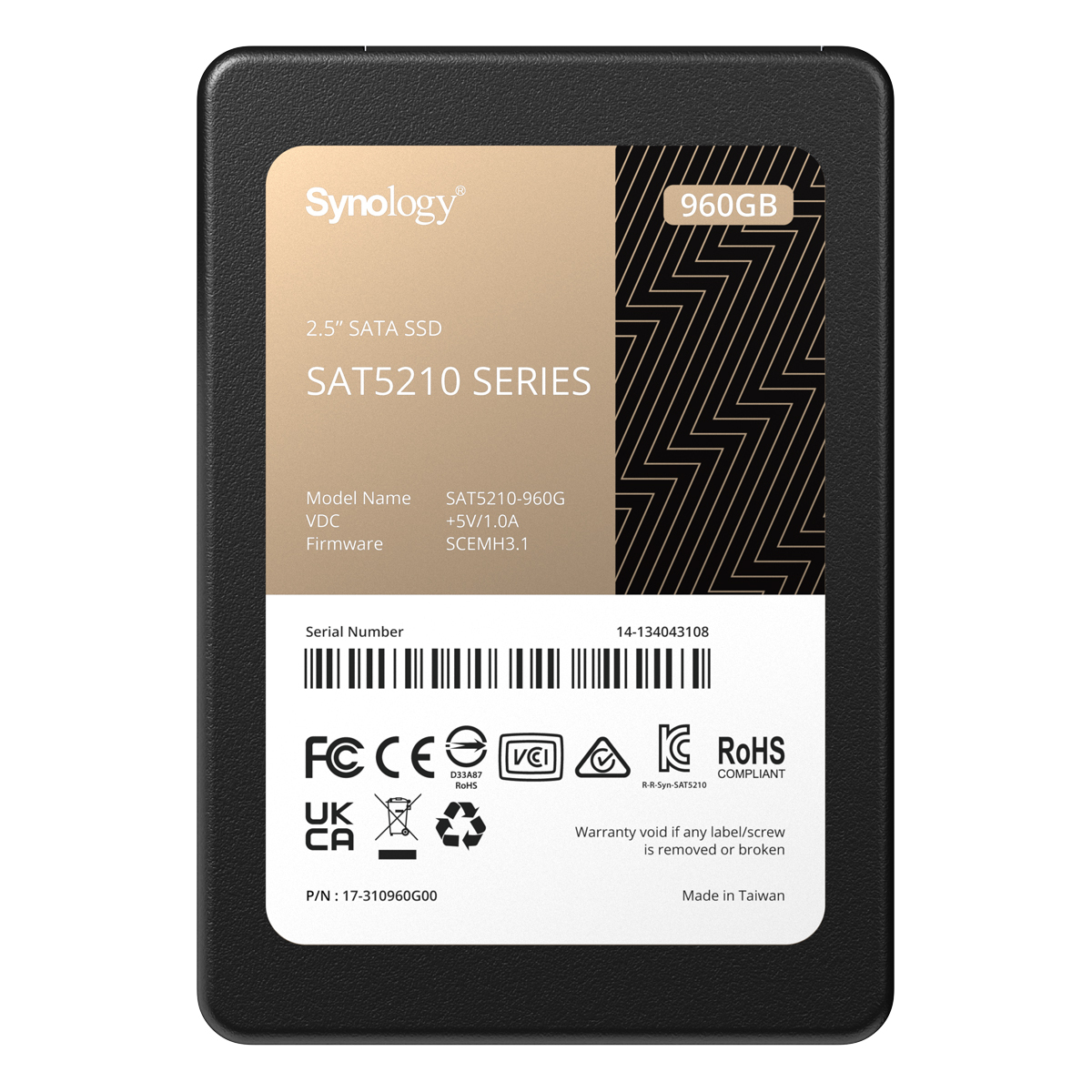 Synology SAT5210 SSD 960GB 2.5 Zoll SATA 6Gb/s - interne Solid-State-Drive (SAT5210-960G) von Synology