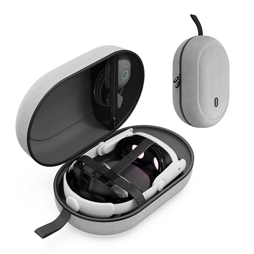 Syntech Groß Tragetasche Kompatibel mit Meta Quest 3S/Oculus Quest 3/2/Pro/Pico 4 Zubehör VR Headset mit Elite Strap, Touch Controllern und anderem, Hohe Kapazität für Lagerung und Reisen(Grau) von Syntech