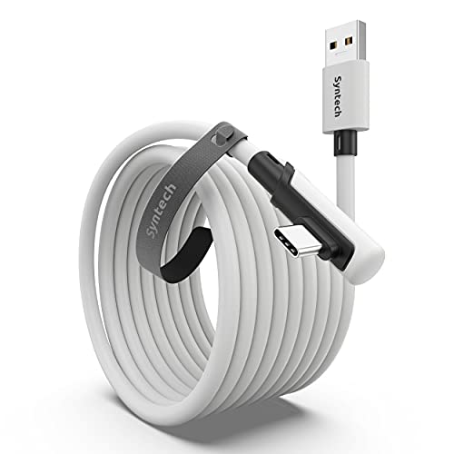 Syntech Link Kabel 5M, Kompatibel mit Oculus Meta Quest 3/3S, Quest2/1/Pro und Pico 4, PC Steam VR Zubehör, High Speed Datenübertragung, USB 3.0 zu USB C Kabel für VR und Gaming PC, Weiß von Syntech