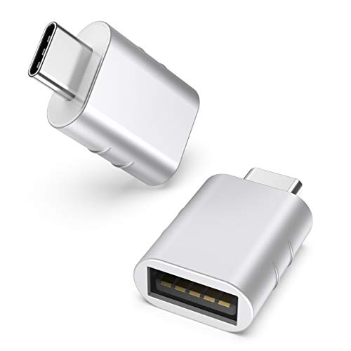 Syntech USB C Adapter auf USB 3.0 (2 Stücke) OTG USB Typ C Adapter Thunderbolt 4/3 to USB3 Kompatibel mit iPhone 15 Pro Max MacBook Pro Air 2021 iPad Mini Pro Surface Pro Galaxy Huawei und mehr,Silber von Syntech