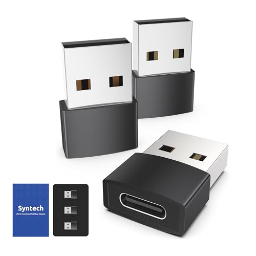 Syntech USB C-Buchse auf USB-Stecker adapter (3er-Pack), USB C auf USB Adapter Kompatibel mit AirPods 3 iPad Mini 6 iPhone 15/14 Pro Max Apple Watch 9 Galaxy S20 usw für Laptops Powerbanks Ladegeräten von Syntech