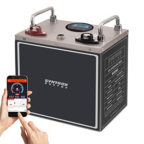 Syntrox Energy Lithium LiFePO4 Batterie Akku frostsicher Premium 12,8V BMS mit Bluetooth und Display, integrierte Heizung 40Ah bis 400Ah (60Ah) von Syntrox Germany